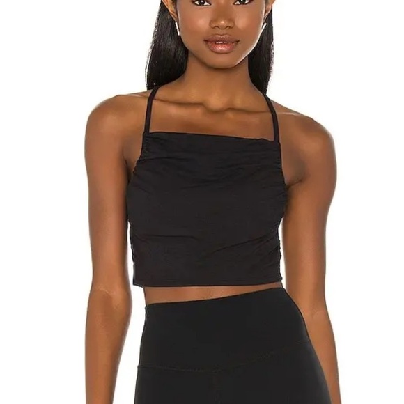 Free People x FP Movement Shirr Thing Cami tank top black crop - Picture 1 of 12